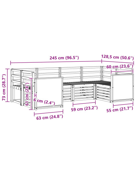 Set divano sezionale 5 pcs Naturale Legno di Acacia Massello