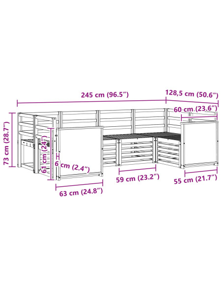 Set divano sezionale 5 pcs Naturale Legno di Acacia Massello