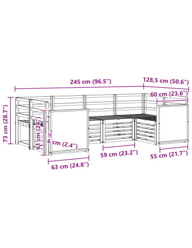 Set divano sezionale 5 pcs Naturale Legno di Acacia Massello