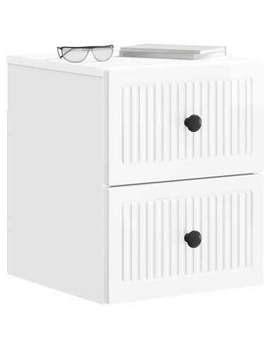 Mobiletto da notte a muro 2 pcs Bianco Lucido 33 x 34,5 x 40 cm