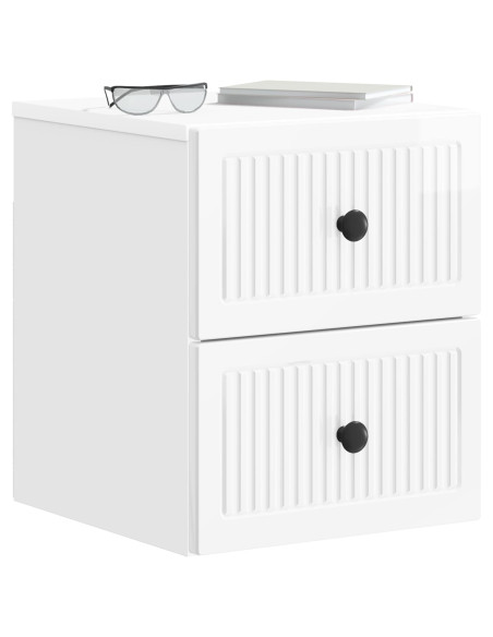 Mobiletto da notte a muro 2 pcs Bianco Lucido 33 x 34,5 x 40 cm