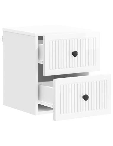 Mobiletto da notte a muro 2 pcs Bianco Lucido 33 x 34,5 x 40 cm
