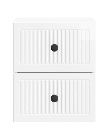 Mobiletto da notte a muro 2 pcs Bianco Lucido 33 x 34,5 x 40 cm