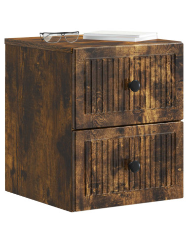 Mobiletto da notte a muro Rovere Fumo 33 x 34,5 x 40 cm