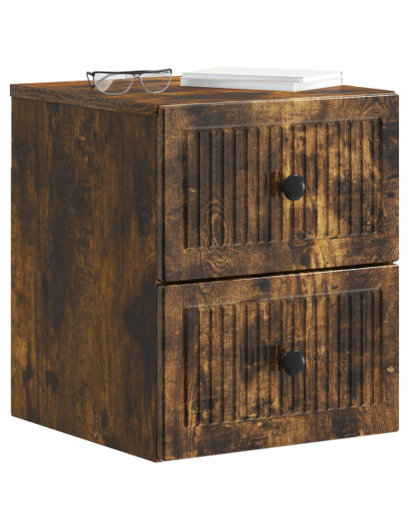 Mobiletto da notte a muro Rovere Fumo 33 x 34,5 x 40 cm