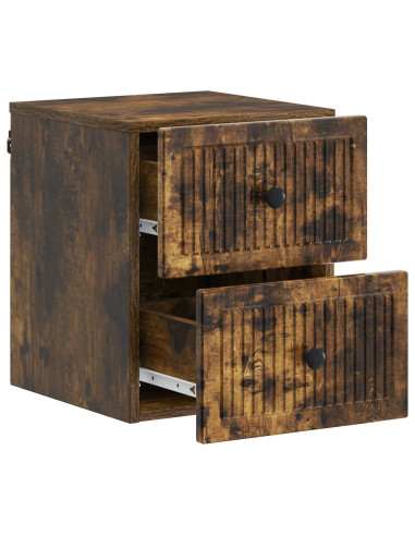 Mobiletto da notte a muro Rovere Fumo 33 x 34,5 x 40 cm