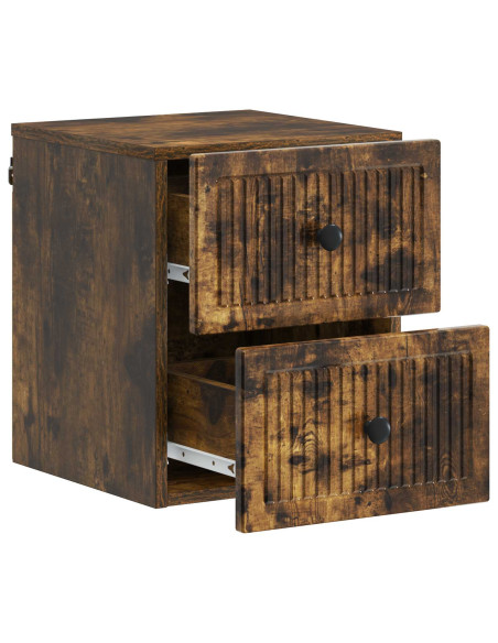 Mobiletto da notte a muro Rovere Fumo 33 x 34,5 x 40 cm