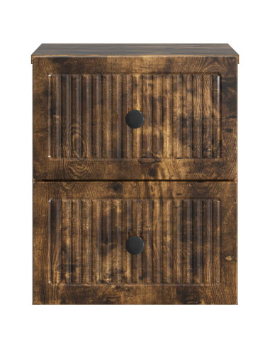 Mobiletto da notte a muro Rovere Fumo 33 x 34,5 x 40 cm