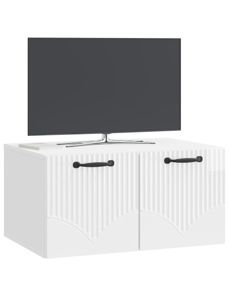 Mobile Porta TV da Muro Bianco Lucido 59,5 x 41 x 30 cm