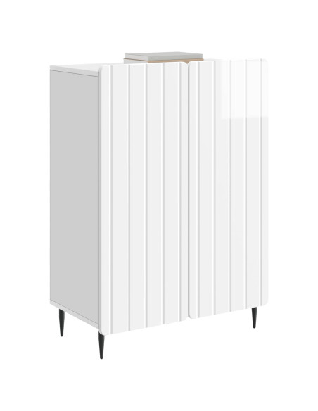 Credenza Bianco Lucido 66 x 34,5 x 92 cm Legno ingegnerizzato