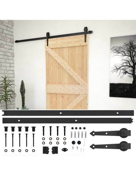 Porta scorrevole Naturale e Nero 80 x 210 cm