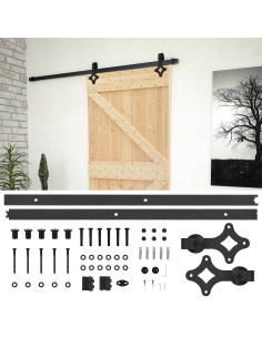 Porta scorrevole Naturale e Nero 80 x 210 cm 2