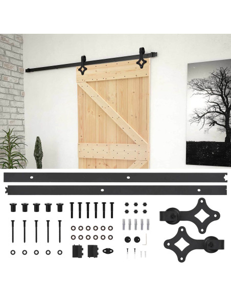Porta scorrevole Naturale e Nero 80 x 210 cm
