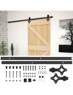 Porta scorrevole Naturale e Nero 80 x 210 cm 2