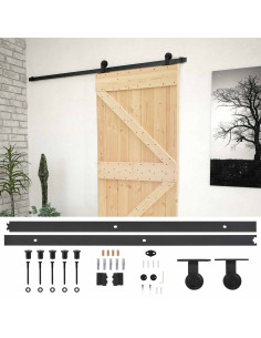 Porta scorrevole Naturale e Nero 80 x 210 cm 2