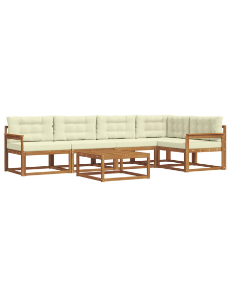 Set di divani da esterno con cuscino 6 pcs Naturale e Crema