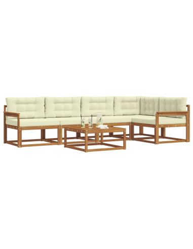 Set di divani da esterno con cuscino 6 pcs Naturale e Crema