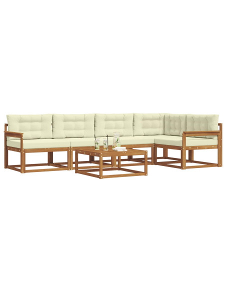 Set di divani da esterno con cuscino 6 pcs Naturale e Crema