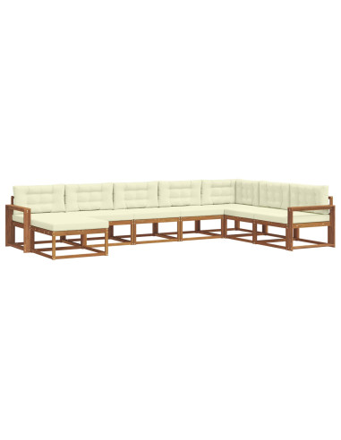 Set di divani da esterno con cuscino 8 pcs Naturale e Crema