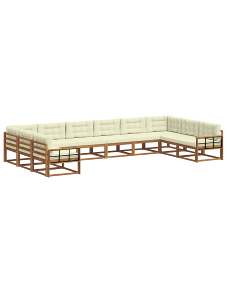 Set di divani da esterno con cuscino 10 pcs Naturale e Crema
