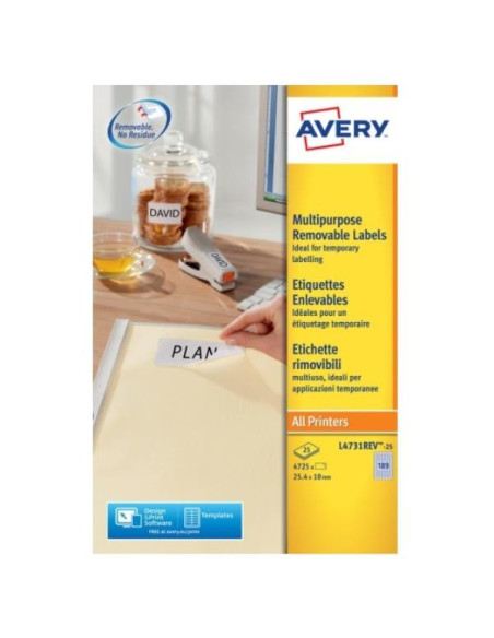 ETICH.LASER RIMOVIBILI 25 4 X 19 SI