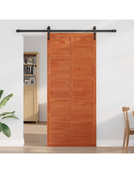 Porta del fienile Marrone cerato 80 x 2,5 x 208 cm