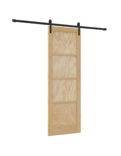 Porta scorrevole Naturale 73,5 x 211 cm Legno Massello di Pino 2