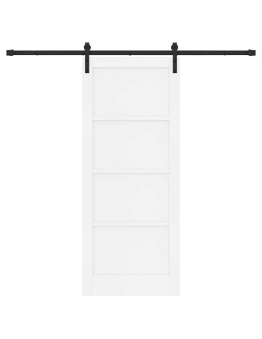 Porta scorrevole Bianco 83 x 202 cm Legno Massello di Pino