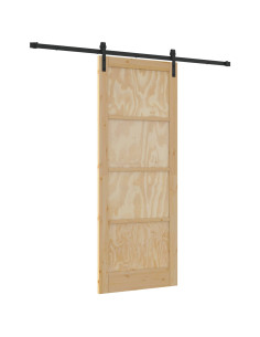 Porta scorrevole Naturale 83 x 211 cm Legno Massello di Pino 2