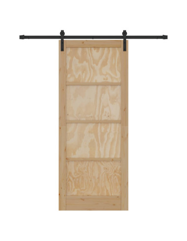 Porta scorrevole Naturale e Nero 86 x 211 cm