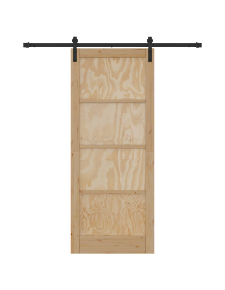 Porta scorrevole Naturale e Nero 86 x 211 cm