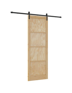 Porta scorrevole Naturale 83 x 232 cm Legno Massello di Pino 2