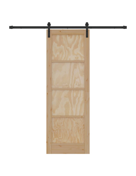 Porta scorrevole Naturale e Nero 73,5 x 211 cm