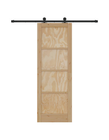 Porta scorrevole Naturale e Nero 73,5 x 211 cm