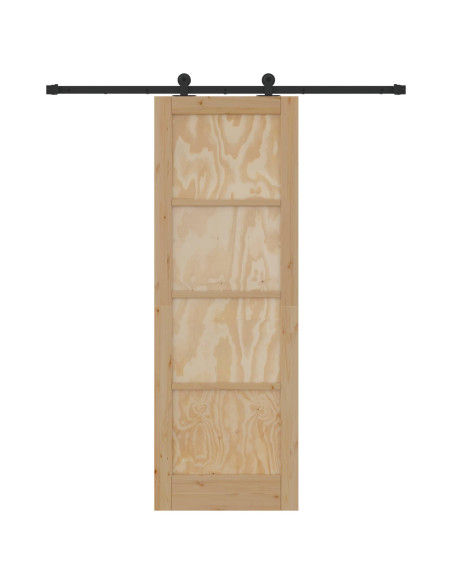 Porta scorrevole Naturale e Nero 73,5 x 211 cm