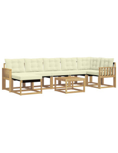 Set di divani da esterno con cuscino 8 pcs Bianco e Crema 2