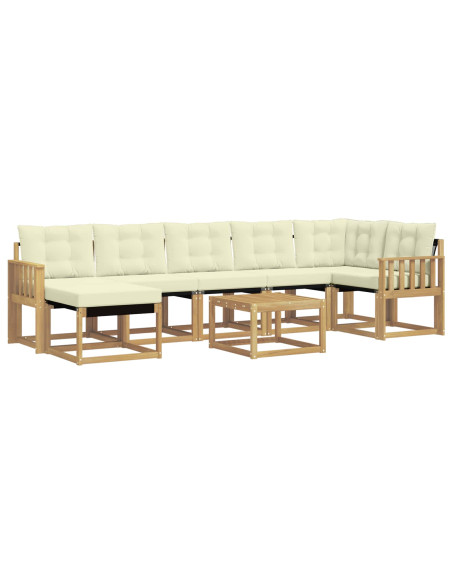 Set di divani da esterno con cuscino 8 pcs Bianco e Crema