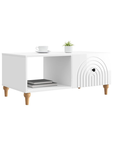 Tavolino da salotto Bianco Lucido 90 x 50 x 40 cm
