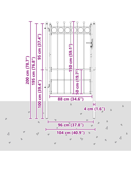 Cancello per recinzione HORST 100 x 150 cm Metallo Nero