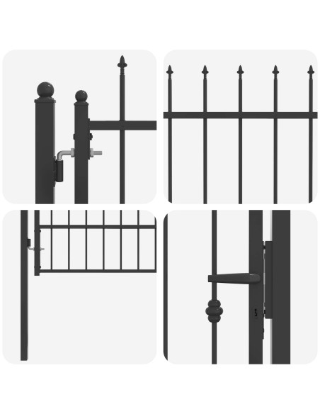 Cancello per recinzione Asten Nero 150 x 88 cm Acciaio