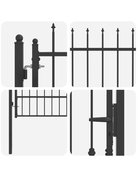 Cancello per recinzione Asten Nero 175 x 88 cm Acciaio