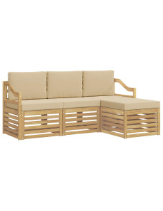 Set di divani da esterno 4 pcs Bianco e Beige Poliestere 2