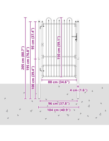 Cancello per recinzione DRONTEN 100 x 150 cm Acciaio Nero