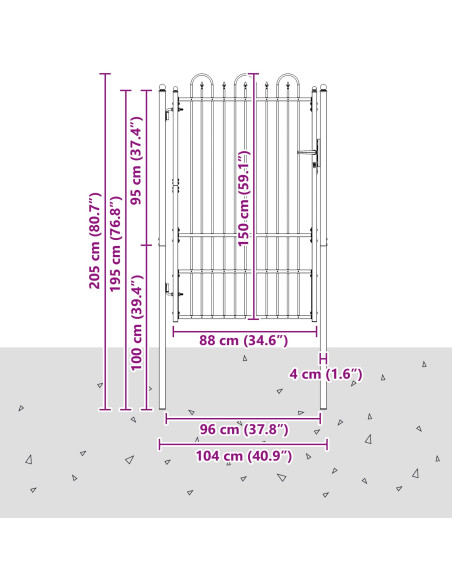 Cancello per recinzione DRONTEN 100 x 150 cm Acciaio Nero