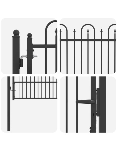 Cancello per recinzione DRONTEN 100 x 175 cm Acciaio Nero