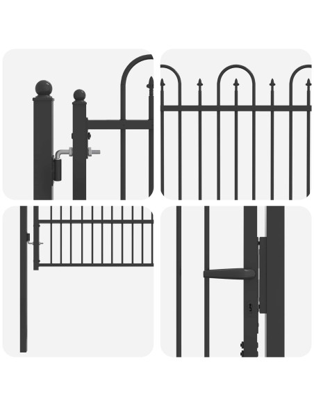 Cancello per recinzione DRONTEN 100 x 175 cm Acciaio Nero