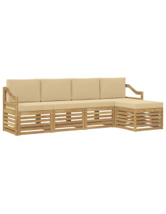 Set di divani da esterno 5 pcs Bianco e Beige Poliestere 2