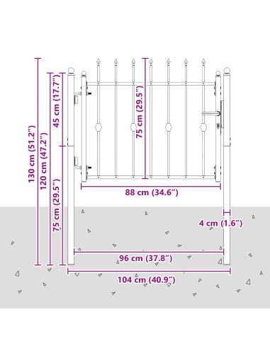 Cancello per recinzione HORST 100 x 75 cm Metallo Nero