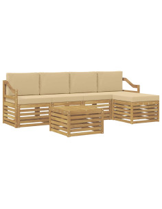 Set di divani da esterno 6 pcs Bianco e Beige Poliestere 2