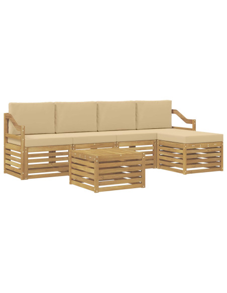 Set di divani da esterno 6 pcs Bianco e Beige Poliestere